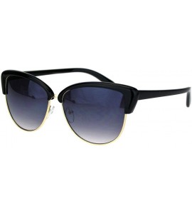 Cat Eye Womens Mod Half Rim Cat Eye Fashion Sunglasses - Black Smoke - C218M58K6EZ $18.04