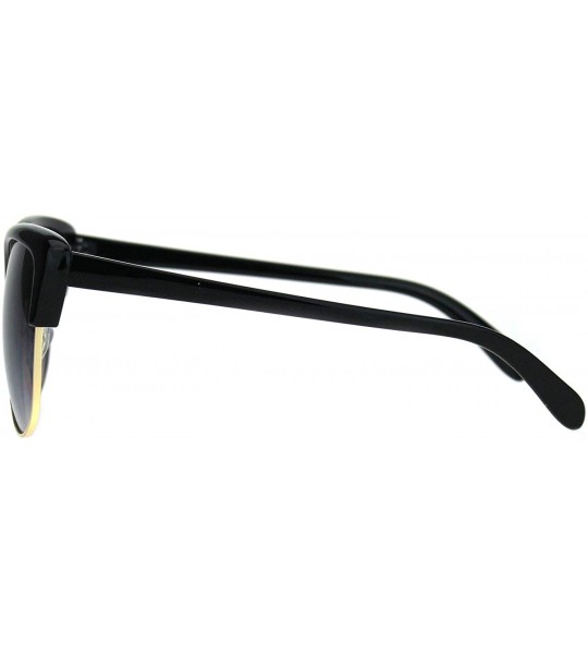 Cat Eye Womens Mod Half Rim Cat Eye Fashion Sunglasses - Black Smoke - C218M58K6EZ $18.04