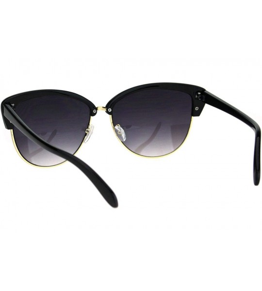 Cat Eye Womens Mod Half Rim Cat Eye Fashion Sunglasses - Black Smoke - C218M58K6EZ $18.04