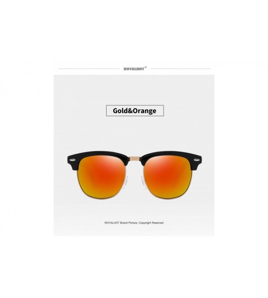 Wayfarer Polarized Square Sunglasses for Men Driving Wayfarer Sun Glasses Women - Gold Orange - CN194AK8QK0 $27.95