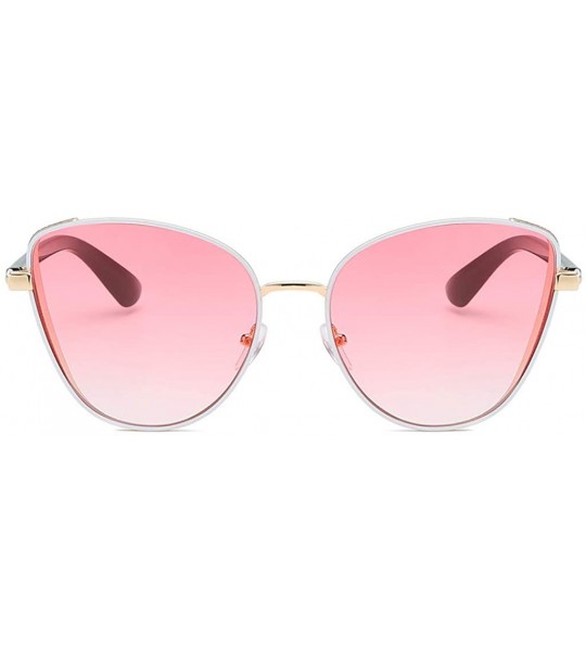 Shield Women's Oversized Sunglasses Shield Square Cat Eye Shades Full Rimmed Vintage Eyeglasses - Pink - CV18U8A22MM $23.20