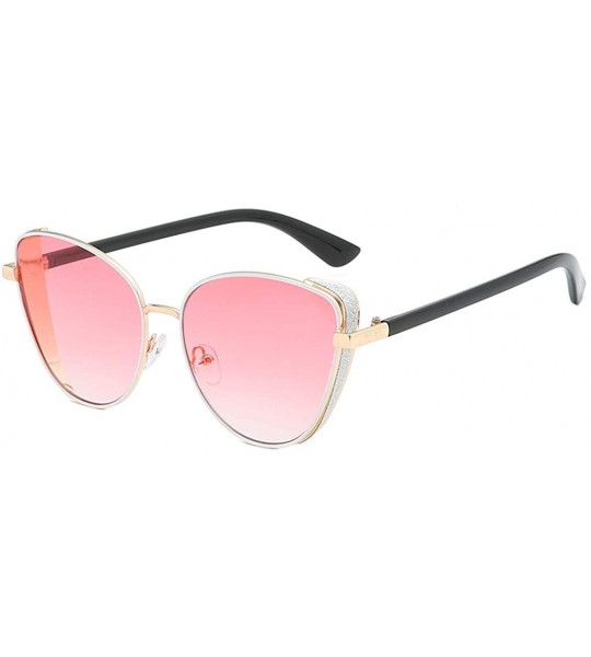 Shield Women's Oversized Sunglasses Shield Square Cat Eye Shades Full Rimmed Vintage Eyeglasses - Pink - CV18U8A22MM $23.20