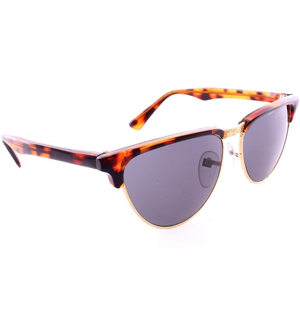 Oval Retro Half-Frame Sunglasses - Tortoise Brow - CM12HSCRUHP $34.77