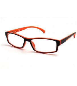 Rectangular Soft Matte Black w/ 2 Tone Reading Glasses Spring Hinge 0.74 Oz - Matte Black Orange - CS12C1Y0E3H $34.25