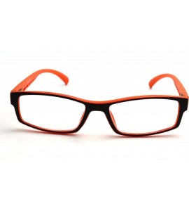 Rectangular Soft Matte Black w/ 2 Tone Reading Glasses Spring Hinge 0.74 Oz - Matte Black Orange - CS12C1Y0E3H $34.25