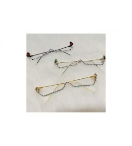 Semi-rimless Fashion Eyeglasses Lensless Pendant Glasses gold - CA198ZQMKQY $64.18