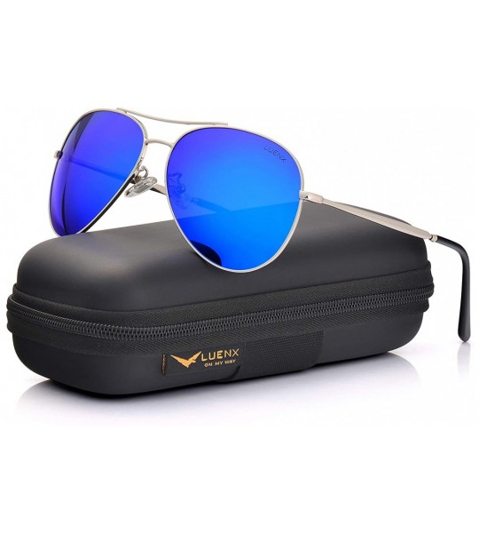 Aviator Men Aviator Sunglasses Polarized Women UV 400 Protection 60MM Fashion Style - Driving - 06-dark Blue - CP12GEFK9Y3 $3...