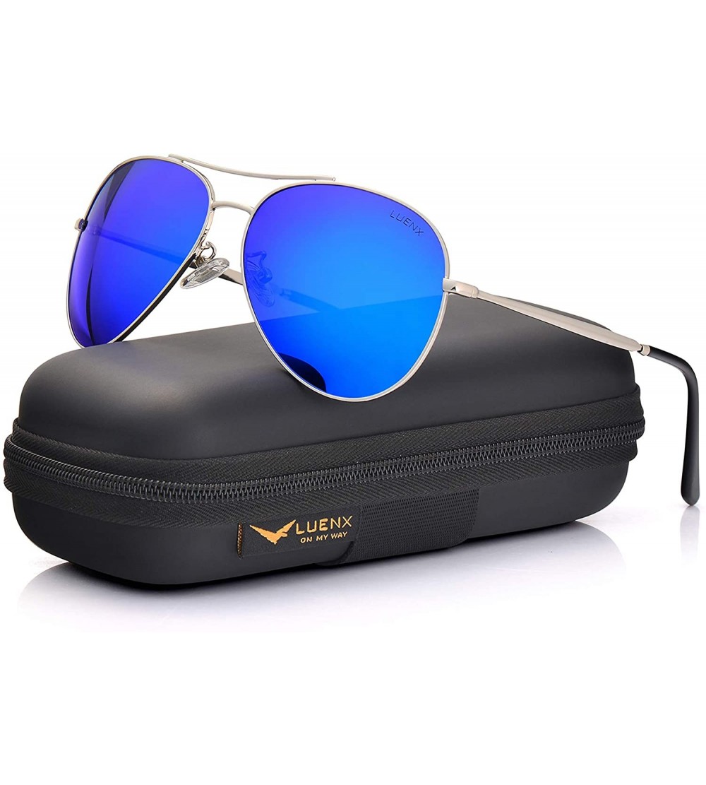 Aviator Men Aviator Sunglasses Polarized Women UV 400 Protection 60MM Fashion Style - Driving - 06-dark Blue - CP12GEFK9Y3 $3...