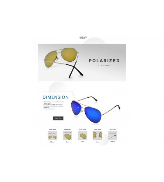 Aviator Men Aviator Sunglasses Polarized Women UV 400 Protection 60MM Fashion Style - Driving - 06-dark Blue - CP12GEFK9Y3 $3...