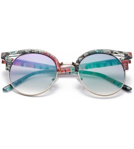 Square "Marilyn" Modern Cat Eye Metal Frame Fashion Sunglasses - Floral - C612MF2YAI9 $21.43