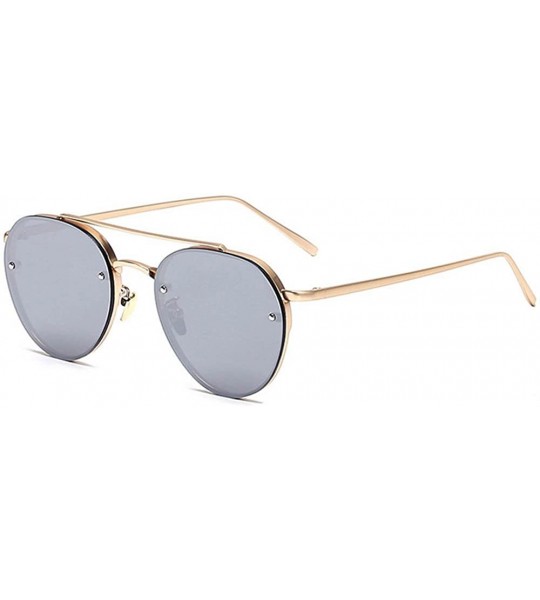 Oversized Aviator Women Men Metal Sunglasses Fashion Designer Frame Colored Lens - 86025_c2_gold_silver - C2182Z8X38K $21.62