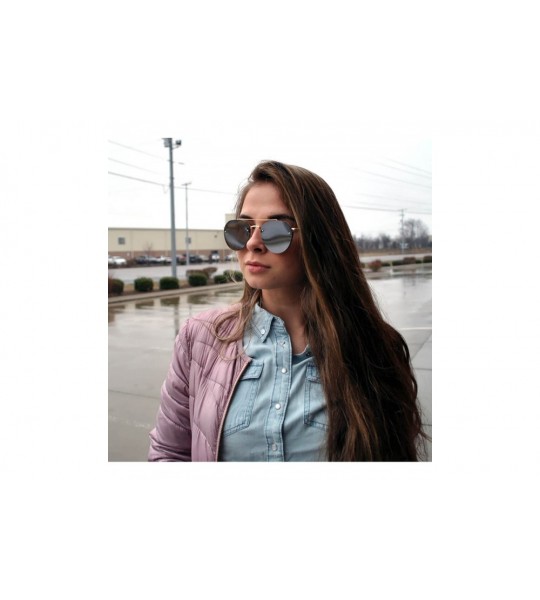 Oversized Aviator Women Men Metal Sunglasses Fashion Designer Frame Colored Lens - 86025_c2_gold_silver - C2182Z8X38K $21.62