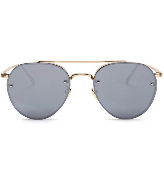 Oversized Aviator Women Men Metal Sunglasses Fashion Designer Frame Colored Lens - 86025_c2_gold_silver - C2182Z8X38K $21.62