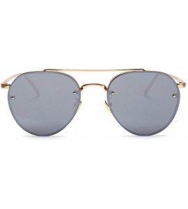 Oversized Aviator Women Men Metal Sunglasses Fashion Designer Frame Colored Lens - 86025_c2_gold_silver - C2182Z8X38K $21.62