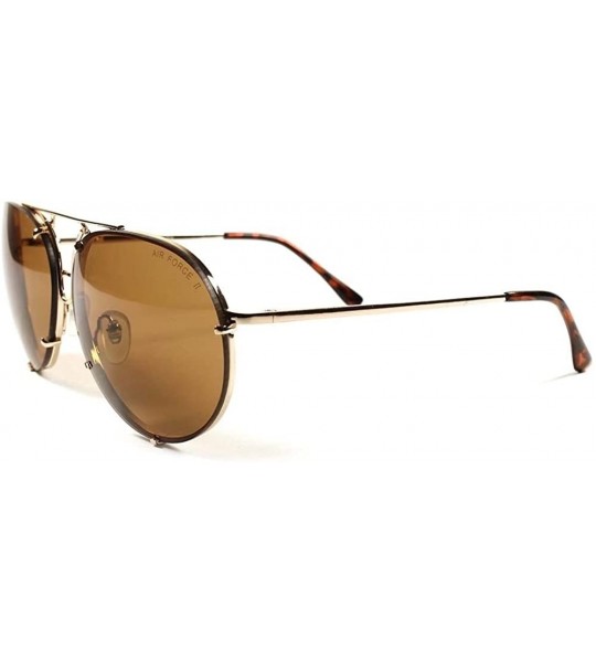 Rimless 80's Fashion Womens Mens Rimless Air Force Military Style Sunglasses - Gold 1 - CZ18ECEZ74E $36.28