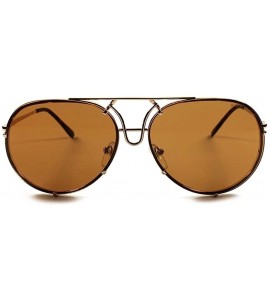 Rimless 80's Fashion Womens Mens Rimless Air Force Military Style Sunglasses - Gold 1 - CZ18ECEZ74E $36.28