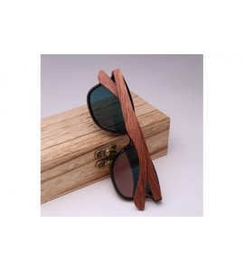 Round Wooden Vintage Sunglasses Men Polarized Flat Lens Rimless Square Frame Women Sun Glasses - GrayBubinga wood - CM194OSTR...