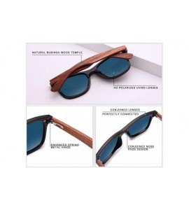 Round Wooden Vintage Sunglasses Men Polarized Flat Lens Rimless Square Frame Women Sun Glasses - GrayBubinga wood - CM194OSTR...