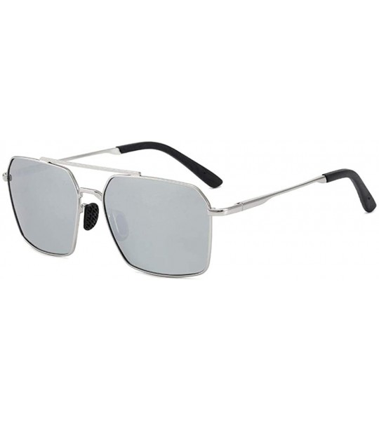 Oversized Polarized sunglasses driving fishing glasses - Silver Frame White Mercury - C0190MO7SZ7 $57.28