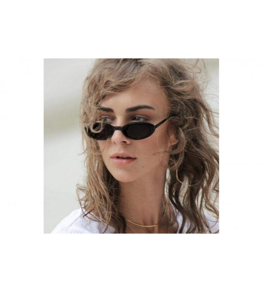 Oval Sunglasses New Trend Personaltiy Small Oval Frame Travel Outdoor Stripe Sun 8 - 4 - CU18YKT0DKQ $18.15