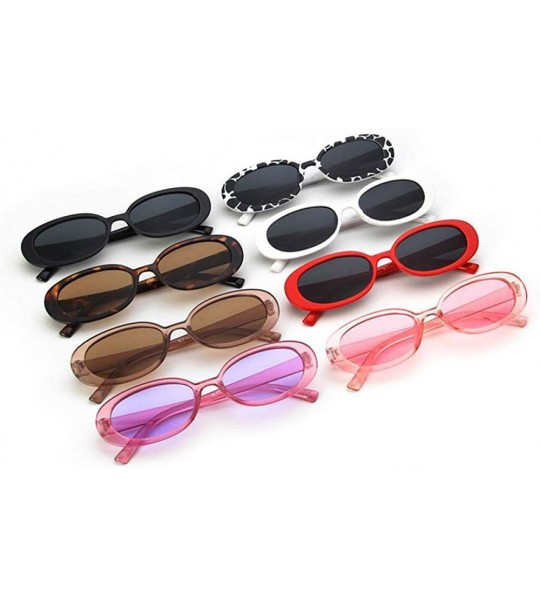 Oval Sunglasses New Trend Personaltiy Small Oval Frame Travel Outdoor Stripe Sun 8 - 4 - CU18YKT0DKQ $18.15