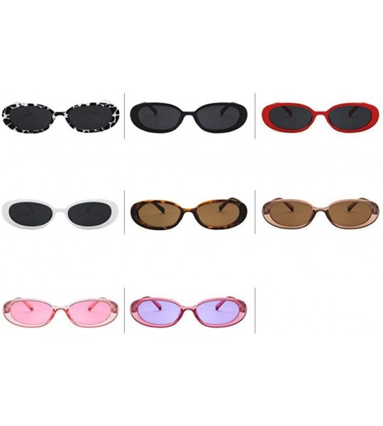 Oval Sunglasses New Trend Personaltiy Small Oval Frame Travel Outdoor Stripe Sun 8 - 4 - CU18YKT0DKQ $18.15