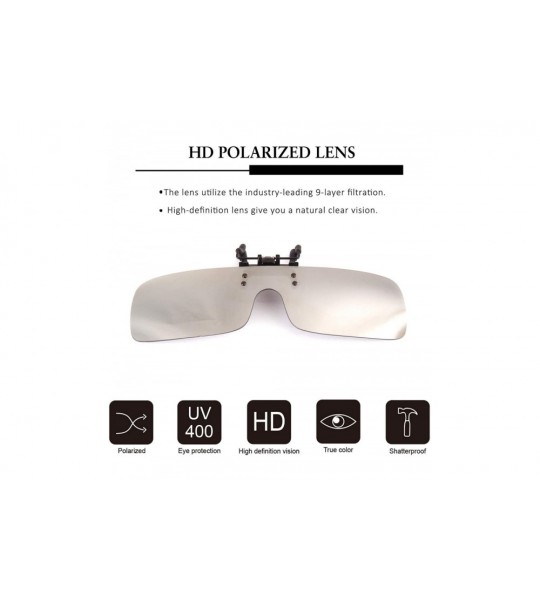 Rimless Clip-on Flip Up Polarized Rimless One Piece Sunglasses Over Prescription Glasses for Men Women - CZ18N02U6Q6 $27.88