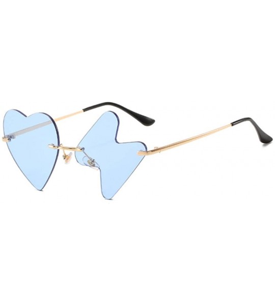 Round Luxury Fashion Heart Sunglasses Women Rimless Funny Sun Glasses Shades Heartbeat Personality Vintage Mirror - CB1908H2D...