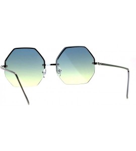 Rimless Rimless Hippie Octagonal Gradient Lens Fashion Sunglasses - Blue Yellow - CR1869YCSM8 $22.18