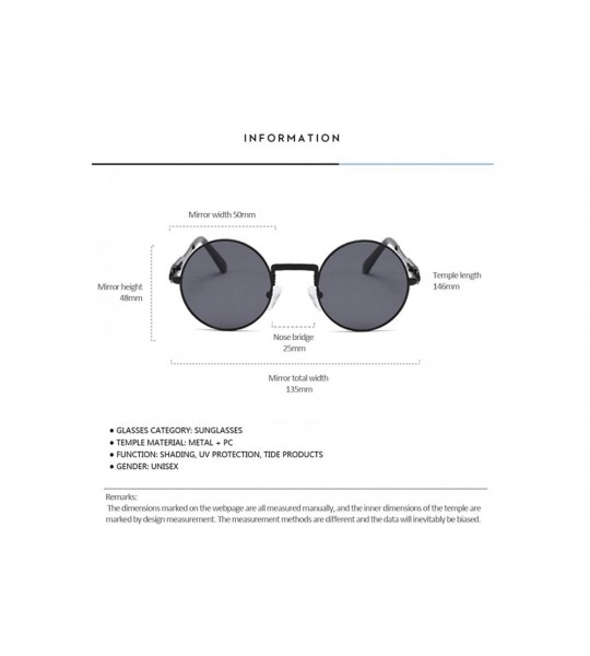 Round Unisex Glasses - UV400 Protection Round Vintage Steampunk Sunglasses - Gold Frame Blue Lens - C8190G38QE6 $19.63