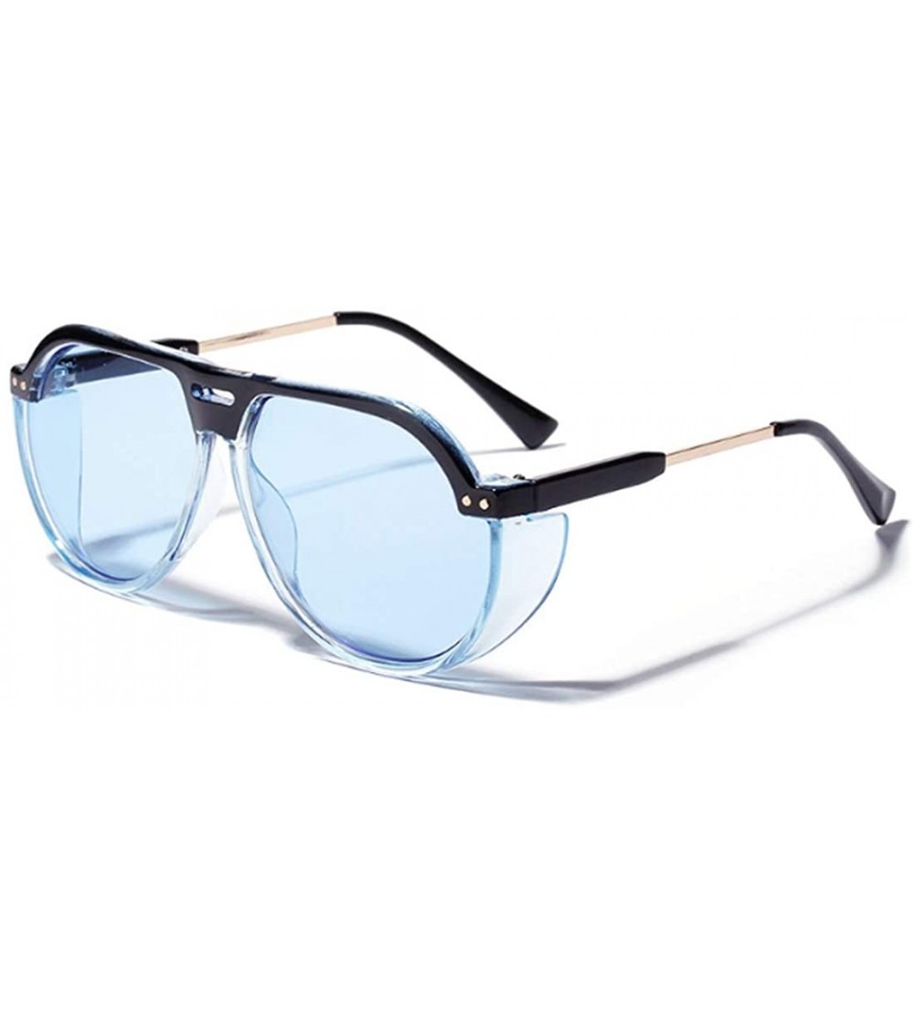 Rectangular Fashion Men's and Women's Resin lens Candy Colors Sunglasses UV400 - Blue - CX18N7O07YD $18.70