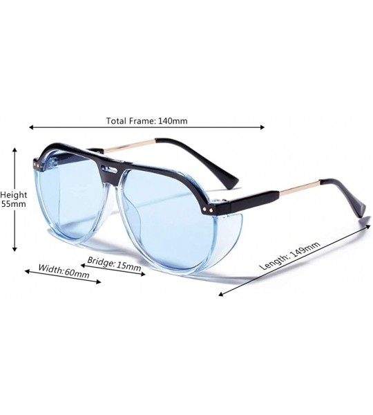 Rectangular Fashion Men's and Women's Resin lens Candy Colors Sunglasses UV400 - Blue - CX18N7O07YD $18.70