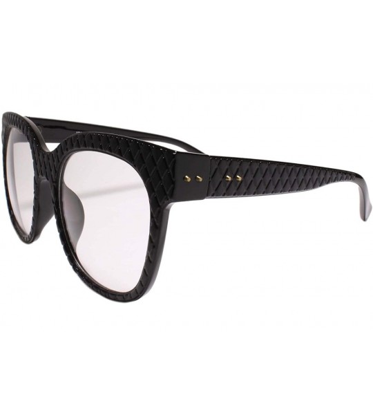 Oversized Womens XXL Oversize Square Clear Lens Horn Rimmed Eye Glasses Frame - Black - CV199EQAM83 $25.64