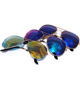 Aviator Classic Full Mirror Lens Metal Frame Gold Color - 2 Blue 1 Yellow - CF11LVS0X5T $19.27