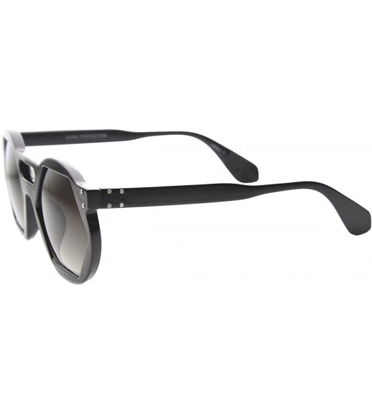 Oversized Hexagon Lens Round Cross Bridge High Fashion Sunglasses - Shiny-black Lavender - CP11YLSDK6F $19.24