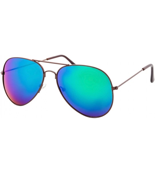 Aviator Vintage Mirror AVIATOR Sunglasses Metal Frame Double Bridge Trendy - CQ18G2CXE0E $19.40