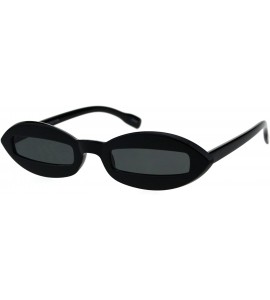 Oval Hippie Squint Slot Lens Retro Plastic Oval Sunglasses - All Black - CK18G2GQT36 $18.76