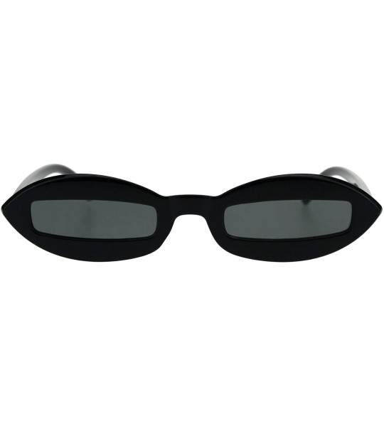 Oval Hippie Squint Slot Lens Retro Plastic Oval Sunglasses - All Black - CK18G2GQT36 $18.76