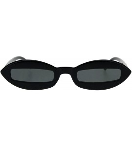 Oval Hippie Squint Slot Lens Retro Plastic Oval Sunglasses - All Black - CK18G2GQT36 $18.76