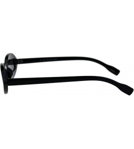 Oval Hippie Squint Slot Lens Retro Plastic Oval Sunglasses - All Black - CK18G2GQT36 $18.76