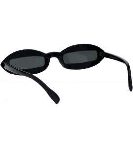 Oval Hippie Squint Slot Lens Retro Plastic Oval Sunglasses - All Black - CK18G2GQT36 $18.76