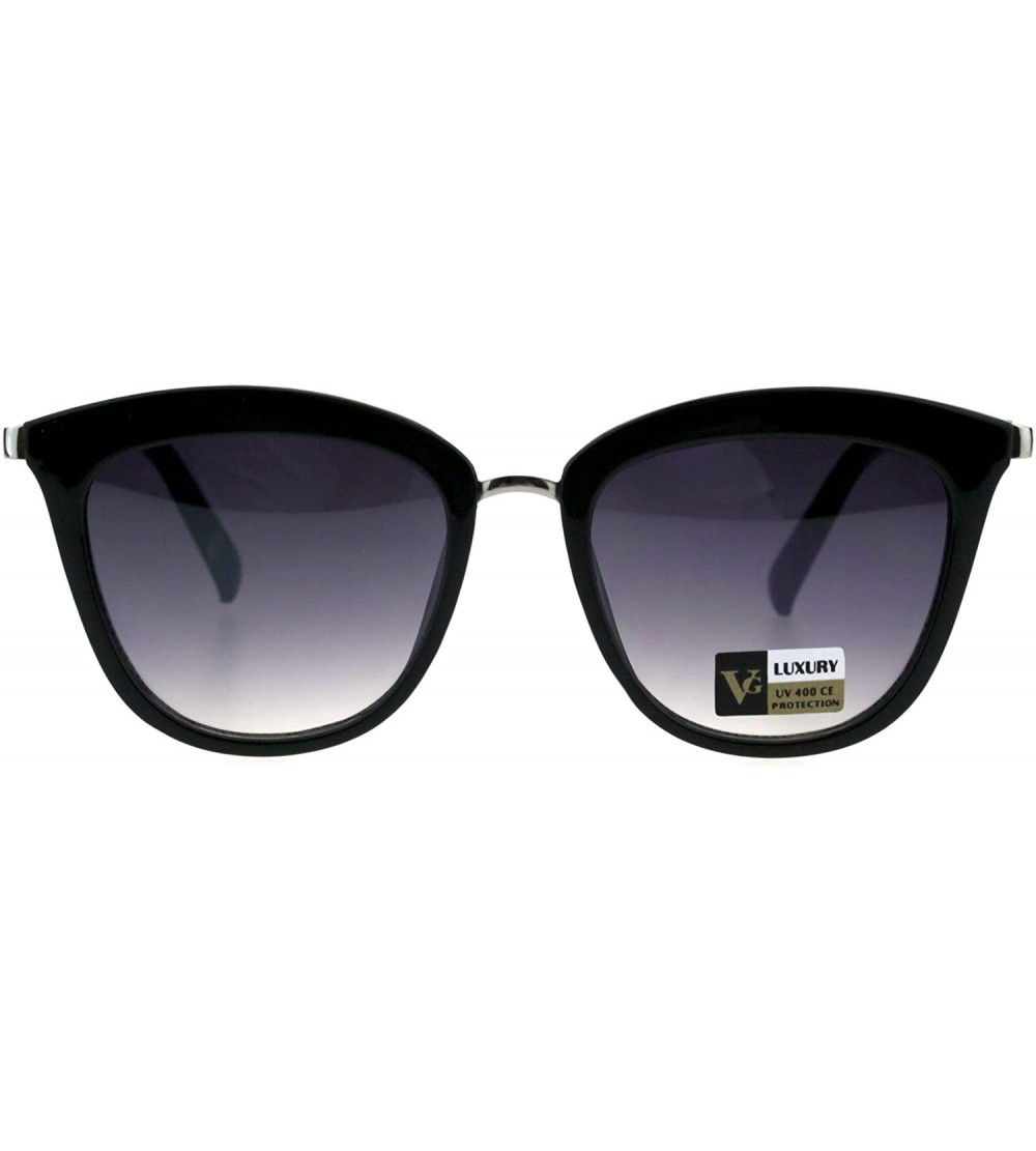 Oversized Womens VG Eyewear Mod Designer Fashion Horned Cat Eye Sunglasses - Black Smoke - CV18GLYXQE3 $24.15