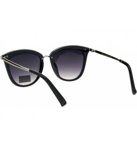 Oversized Womens VG Eyewear Mod Designer Fashion Horned Cat Eye Sunglasses - Black Smoke - CV18GLYXQE3 $24.15