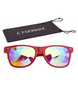 Goggle Rave Festival Kaleidoscope Glasses Rainbow Prism Sunglasses for Women Men - Red - CK18SQZAA6Y $19.97