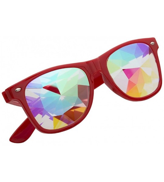Goggle Rave Festival Kaleidoscope Glasses Rainbow Prism Sunglasses for Women Men - Red - CK18SQZAA6Y $19.97