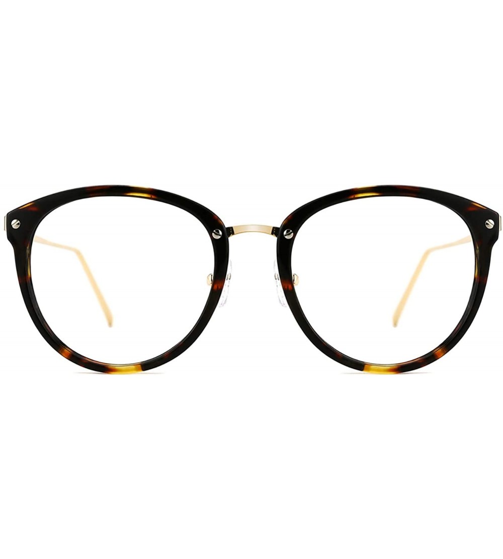 Aviator Blue Light Block Glasses Round Optical Eyewear Non-prescription Eyeglasses Frame for Women Men - 02-tortoise - CT18E3...
