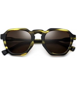 Square Acetate Polarized Sunglasses Women Vintage Retro Oversize Sun Glasses 9112 - Yellow - CR18NI74OEQ $46.43