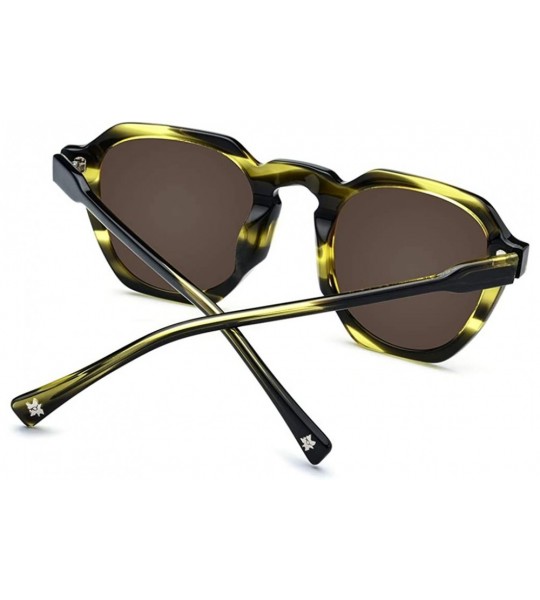 Square Acetate Polarized Sunglasses Women Vintage Retro Oversize Sun Glasses 9112 - Yellow - CR18NI74OEQ $46.43