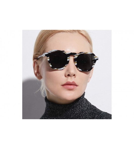 Square Acetate Polarized Sunglasses Women Vintage Retro Oversize Sun Glasses 9112 - Yellow - CR18NI74OEQ $46.43