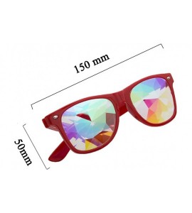 Goggle Rave Festival Kaleidoscope Glasses Rainbow Prism Sunglasses for Women Men - Red - CK18SQZAA6Y $19.97